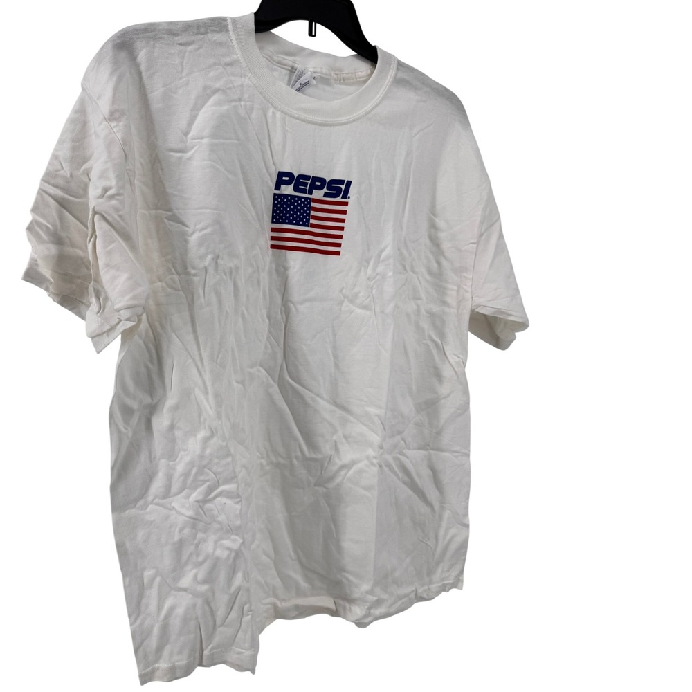Vintage Promo Pepsi American Flag Graphic T-Shirt XL Gildan Ultra Cotton‎ White